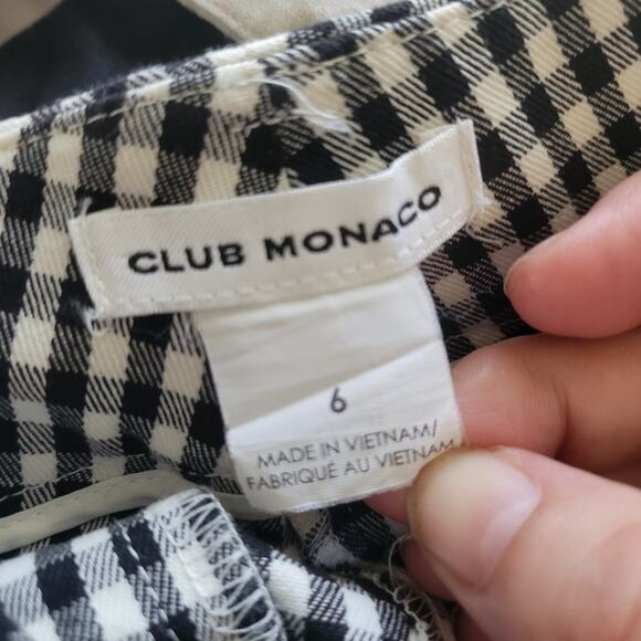 Club Monaco checker plaid pants, cropped ankle, black & white, size 6 - Picture 6 of 6
